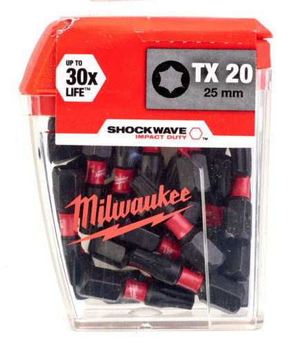 Milwaukee Shockwave Impact Duty™ csavarozó bit - 25 mm - TX 20 - 25 db/csomag