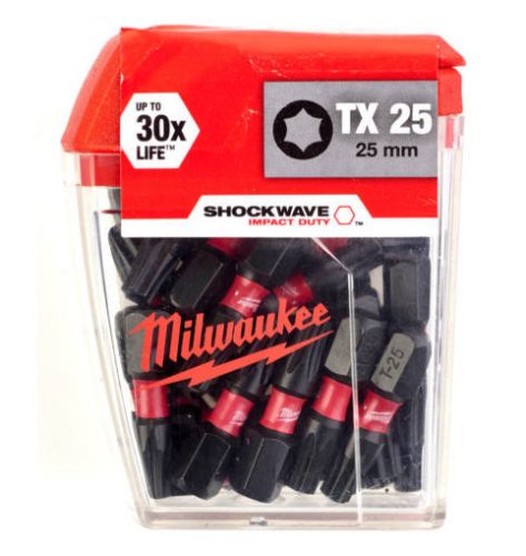 Milwaukee Shockwave Impact Duty™ csavarozó bit - 25 mm - TX 25 - 25 db/csomag